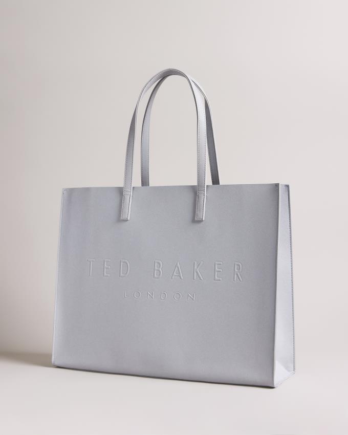 Sac a Main Ted Baker Large Crosshatch Icon Grise Clair Femme | GRX-63274593